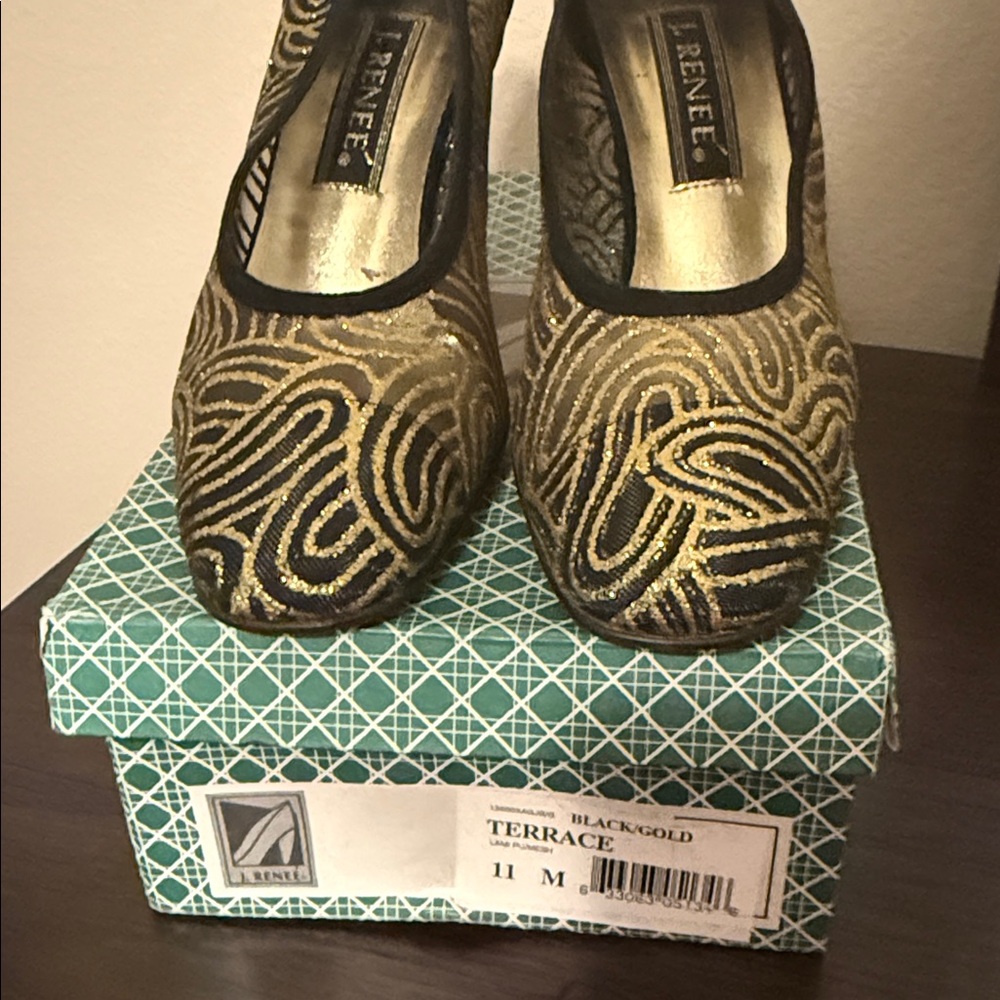 J.Renee Black and Gold Heels